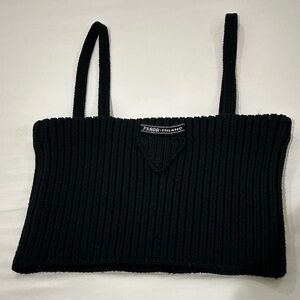 Prada Black Knit Spaghetti Strap Top